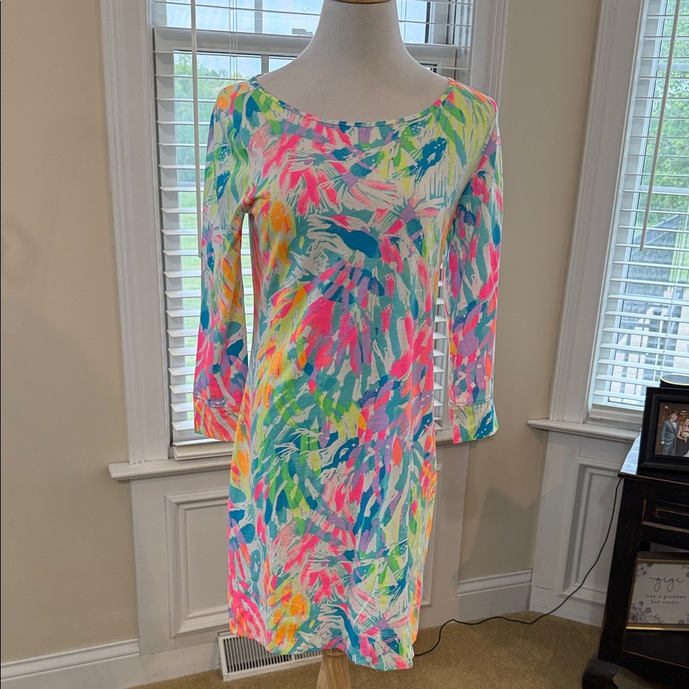 Lilly Pulitzer Multicolor Brushstroke Shift Dress — Pink, Blue, Green, Yellow